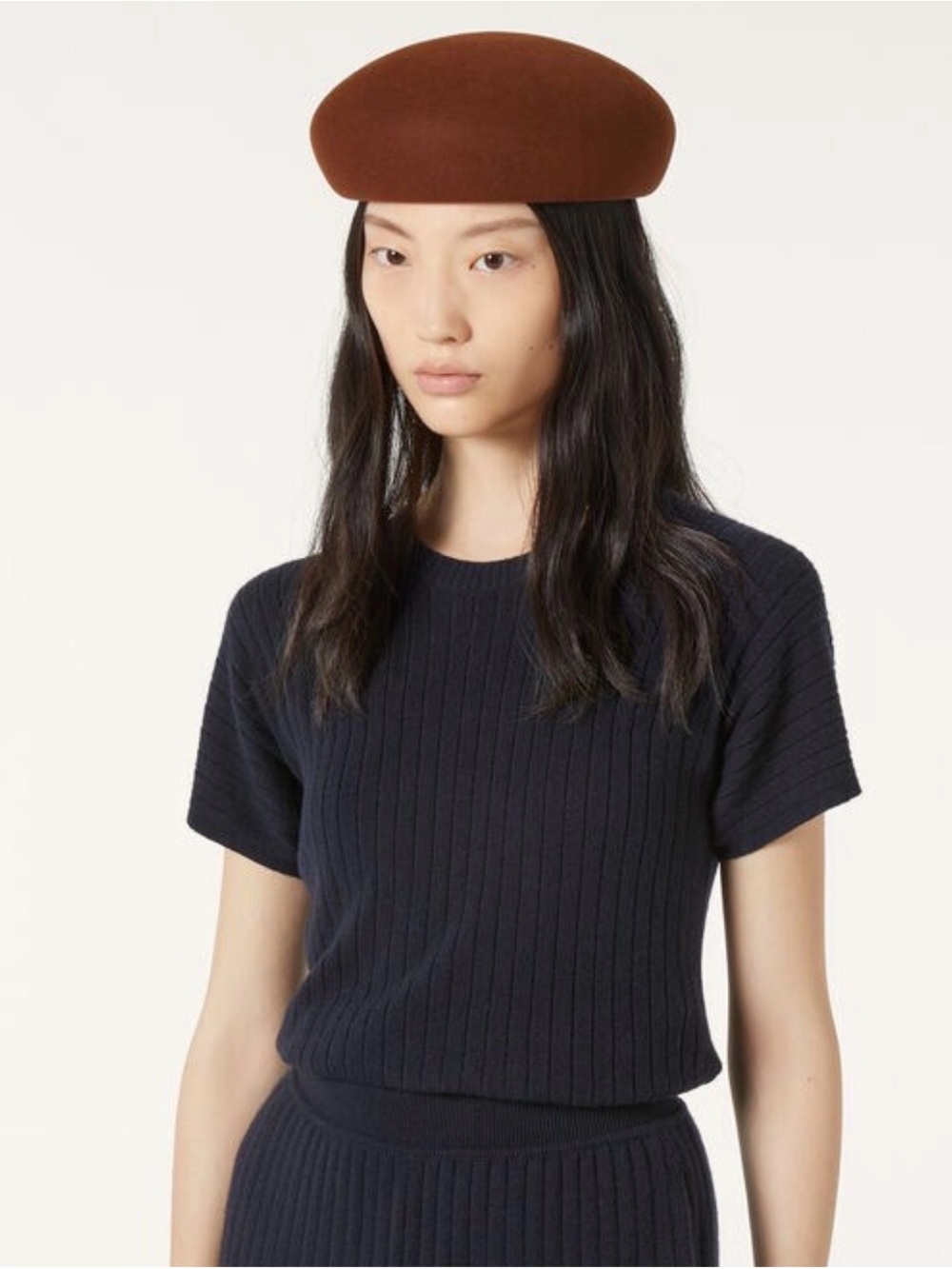 💙 NEW St John Collection navy Short -Sleeve Knit Top